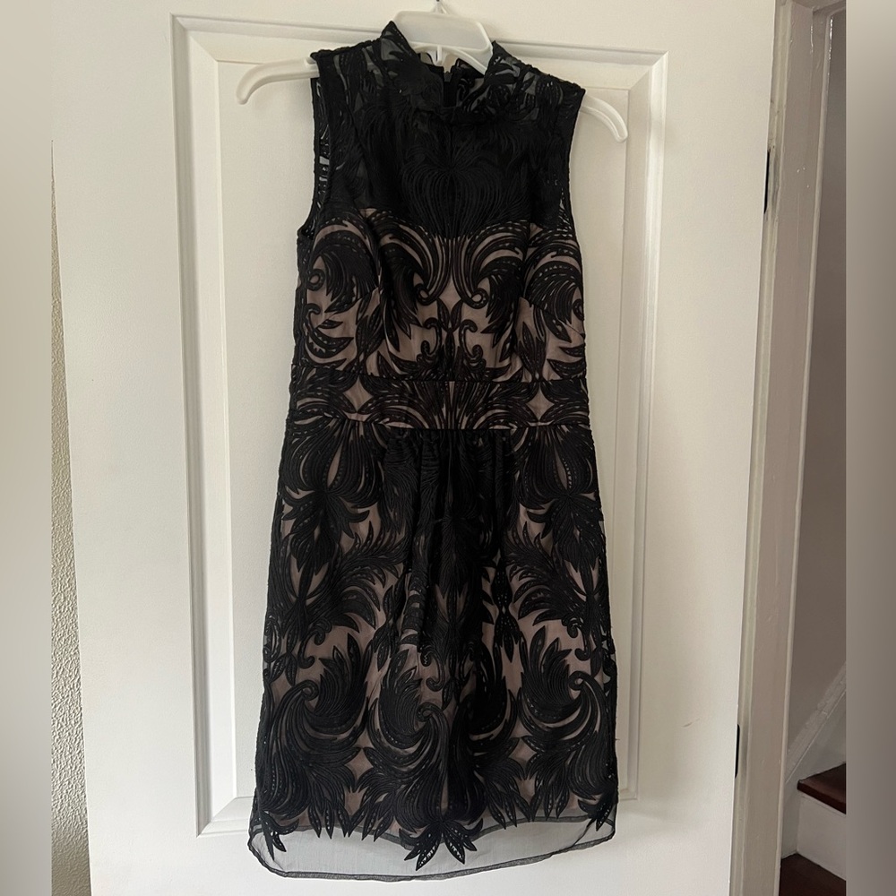 Anthropologie Yoana Baraschi Overture Black Lace Tulle Mesh Sheath Mini Dress